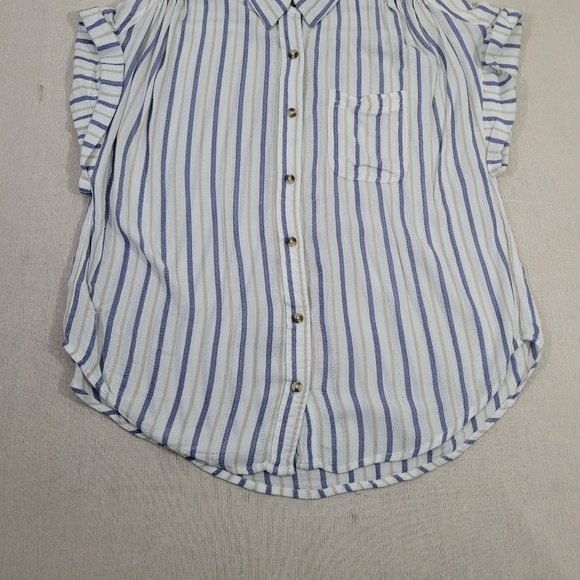 Japna Casual Pinstripe Button Down Womens Size MED Soft Flowy & 100% RAYON EUC - Picture 3 of 11
